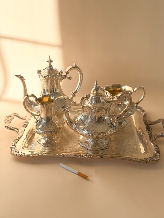 Harlequin Silver Plate Tea & Coffee Service with Tray