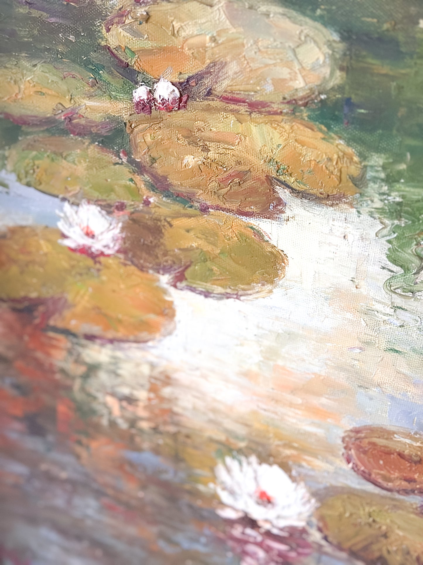 Vintage Oil on Canvas - Water Lillies