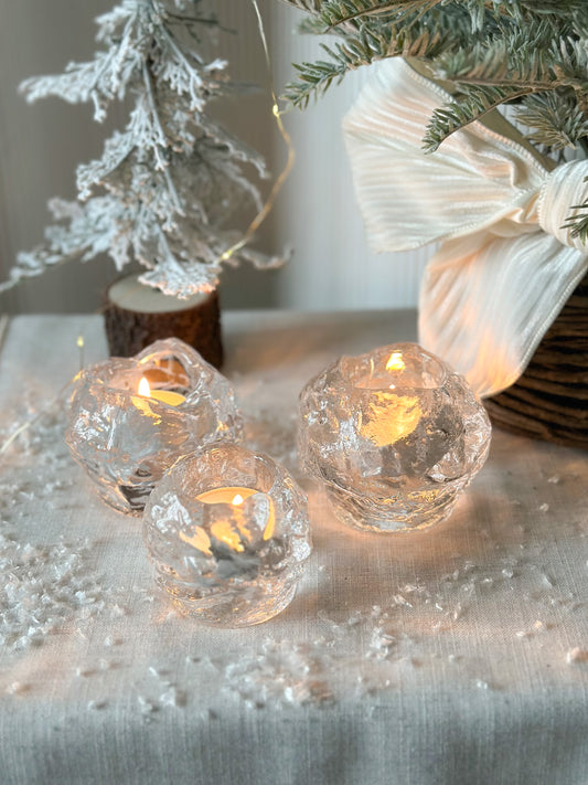 Vintage Crystal Snowball Votives