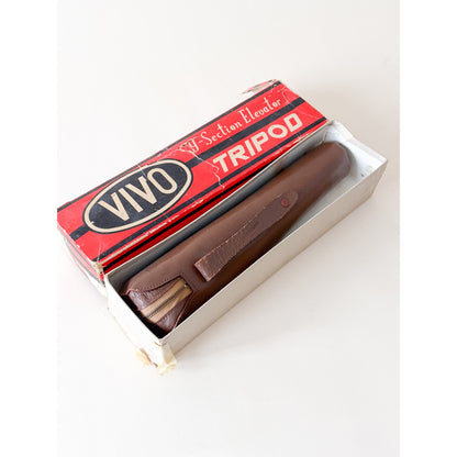 Vintage VIVO 9-Section Elevator Chrome Tripod with Case