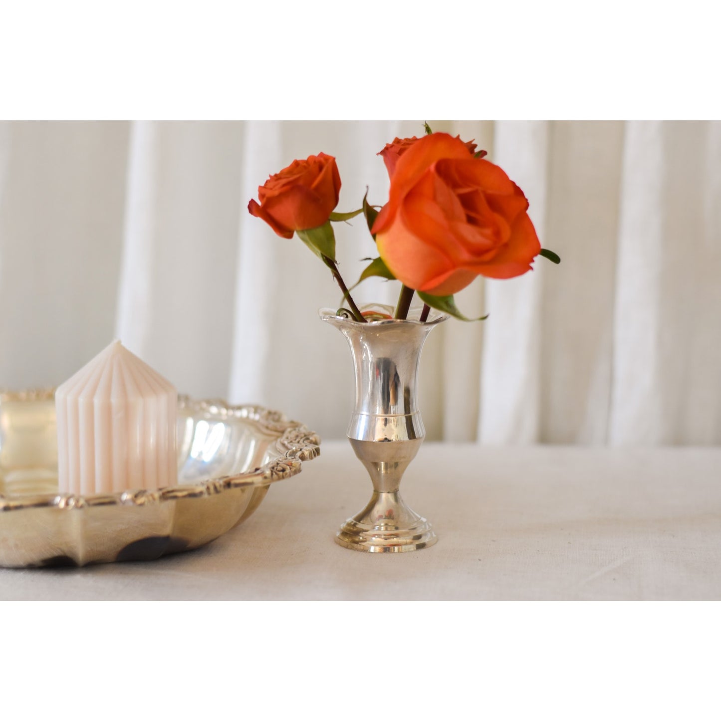 Elegant Set of Three Two's Company Queen Anne Silver Vases