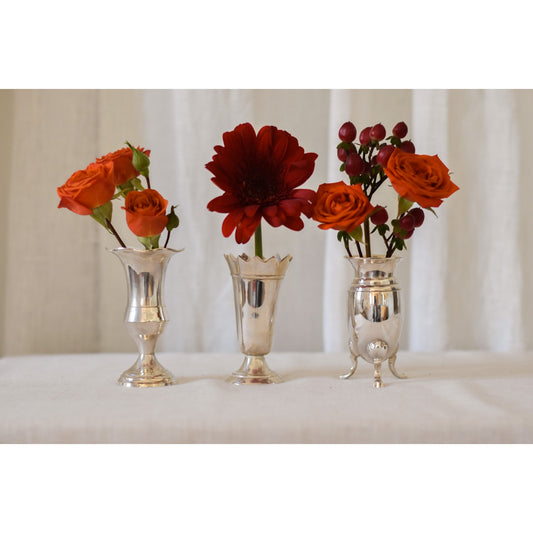 Elegant Set of Three Two's Company Queen Anne Silver Vases